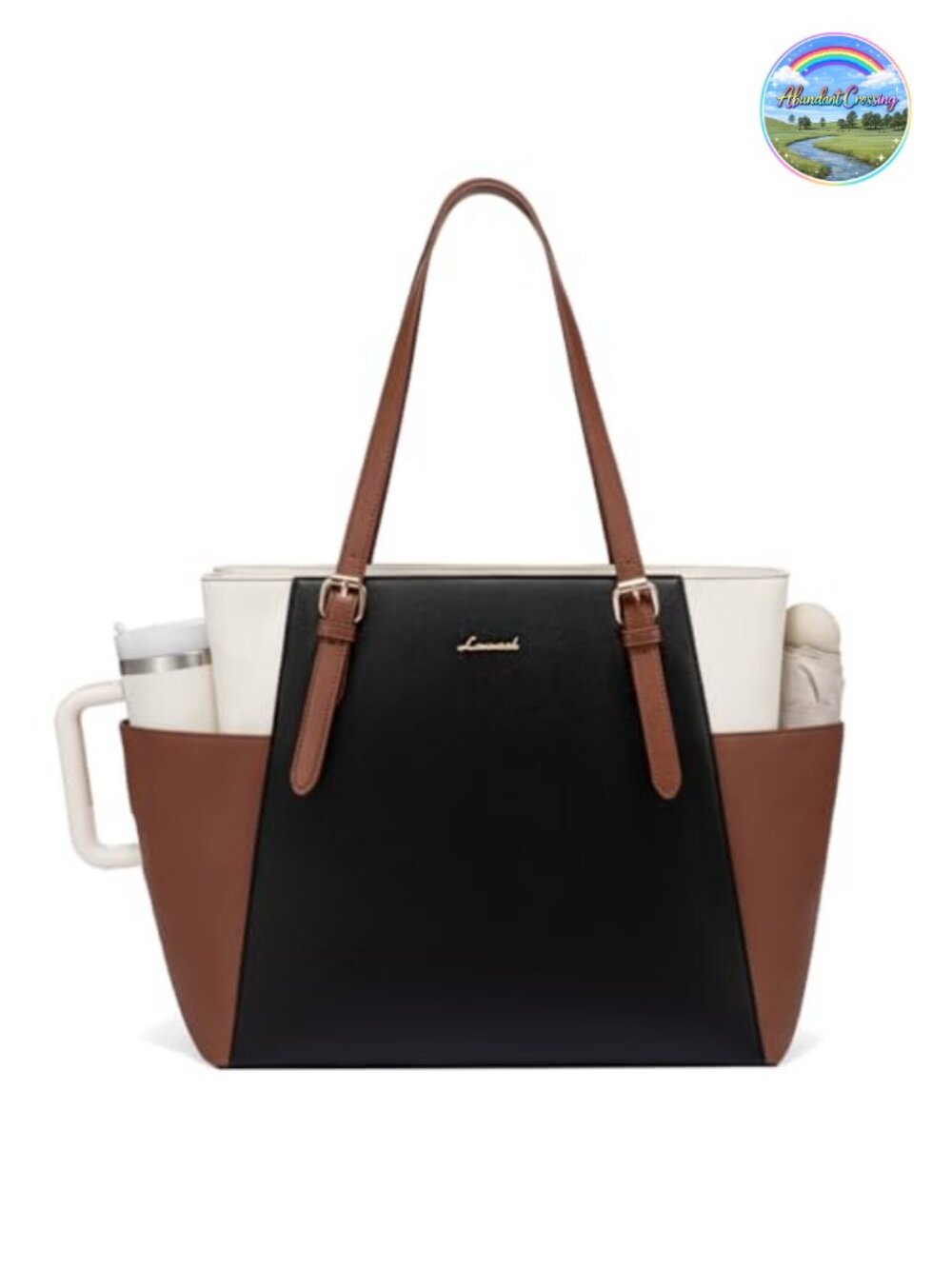 Full Grain Leather Laptop Tote Bag for Women 17.3 Inch Work Briefcase